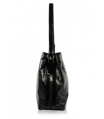 Čierna mechová kabelka s ozdobou S404 Grosso