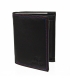 Pánska kožená čierna peňaženka s farebným prešívaním AM-10-047 BLACK