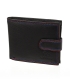 Pánska kožená čierna peňaženka s farebným prešívaním a bočným zapínaním AM-10-048 BLACK