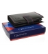 Pánska kožená čierna peňaženka s farebným prešívaním AM-10-050 BLACK