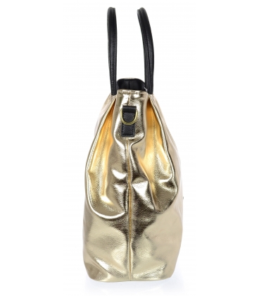 Zlatá priestranná kabelka s čiernymi rúčkami V18SM042YEL - GROSSO