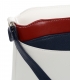 Bielo-modro-červená elegantná crossbody kabelka s ozdobným lemom KMM111