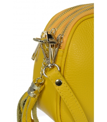 Sárga bőr crossbody kézitáska bojttal KM062yellow - GROSSO