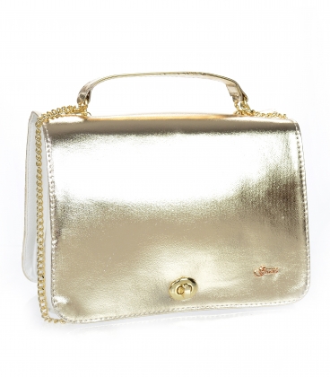 Zlatá elegantní crossbody kabelka s bílým vnitřkem C18SM063whtgold- GROSSO