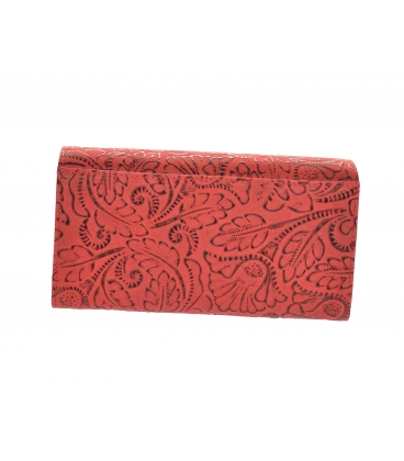 Női matt vörös lakkozott pénztárca fényes GROSSO virágmintával