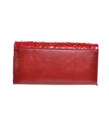 Women's lacquered red wallet with a shiny GROSSO floral pattern