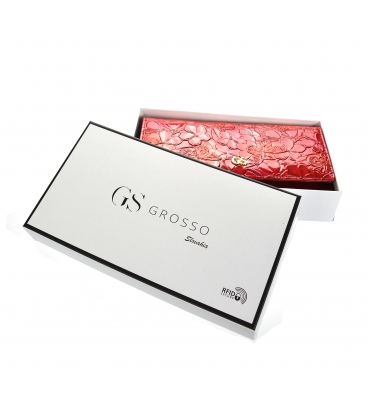 Dámská lakovaná červená peněženka s lesklým květinovým vzorem GROSSO
