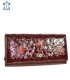 Women's lacquered burgundy wallet with a black GROSSO floral pattern