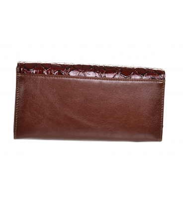 Women's lacquered burgundy wallet with a black GROSSO floral pattern