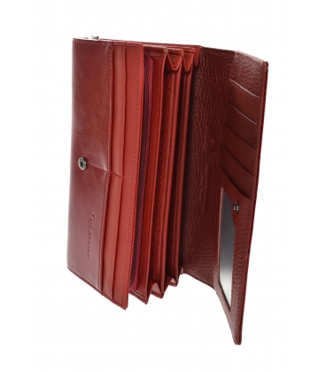 Women's red lacquered wallet with a GROSSO leaf motif