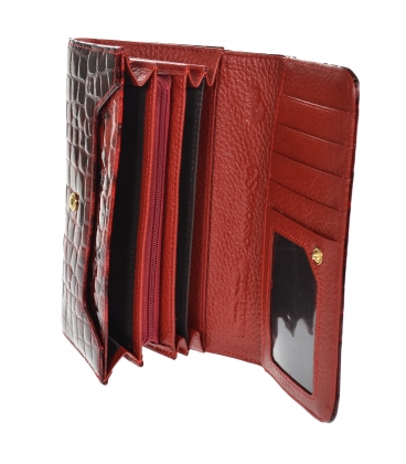 Women's red lacquered wallet with GROSSO pattern