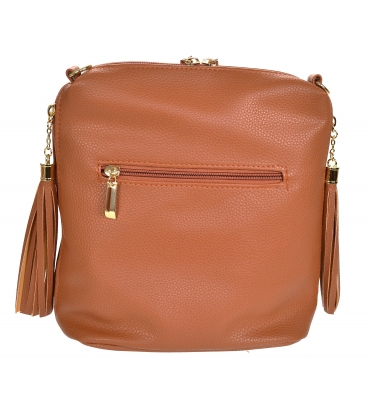 Brown crossbody handbag with tassels 20M006brown GROSSO