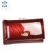 Women's red lacquered wallet with a strip pattern GROSSO