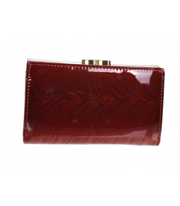 Women's red lacquered wallet with a strip pattern GROSSO