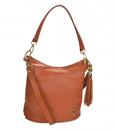 Brown crossbody handbag with tassel 20M006browntassel GROSSO