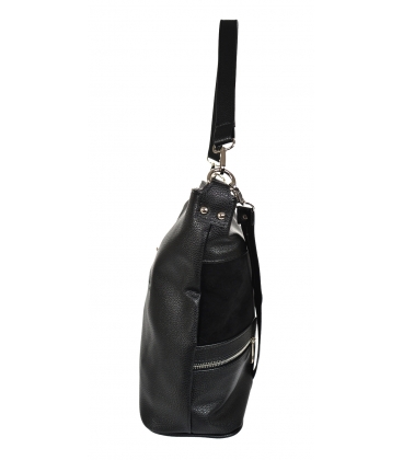 Čierna kabelka so zipsami a príveskom 21V0005black GROSSO