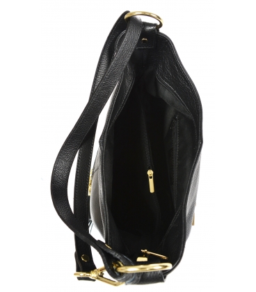 Fekete bőr táska rojtokkal GSKM050black GROSSO