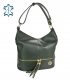 Tmavozelená kožená kabelka s třásněmi GSKM050green GROSSO