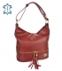 Red leather handbag with tassels GSKM050red GROSSO