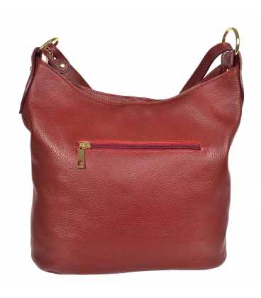 Červená kožená kabelka s třásněmi GSKM050red GROSSO