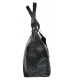 Čierna prepletaná kožená shopper kabelka GSKV067black GROSSO
