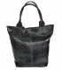 Čierna prepletaná kožená shopper kabelka GSKV067black GROSSO