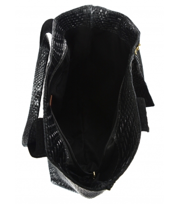 Black braided leather shopper bag GSKV067black GROSSO