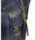Tmavomodrá proplétaná kožená shopper kabelka GSKV067blue GROSSO