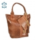 Hnědá proplétaná kožená shopper kabelka GSKV067brown GROSSO