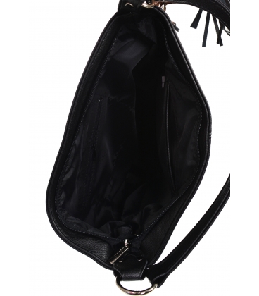 Čierna kabelka so zipsom a príveskom GS21V0004black GROSSO