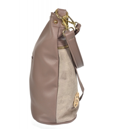 Brown-gray handbag with zippers and pendant 21V0004browngrey GROSSO