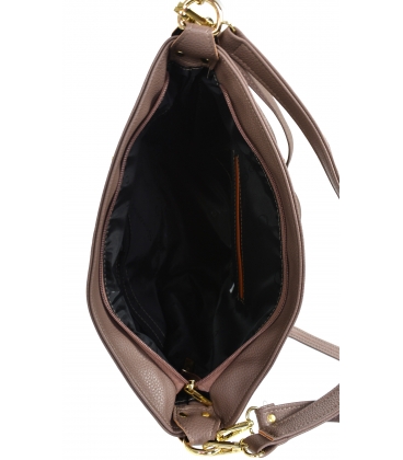 Brown-gray handbag with zippers and pendant 21V0004browngrey GROSSO