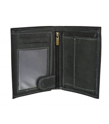 Men's black leather wallet GROSSO ZM-128R-034