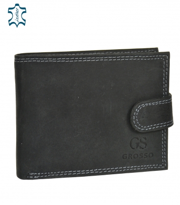 Men's black leather wallet GROSSO ZM-128R-032