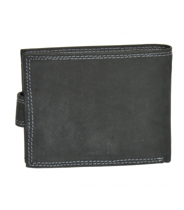 Men's black leather wallet GROSSO ZM-128R-032