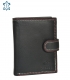 Men's leather black wallet with red stitching GROSSO GM-81B-123A