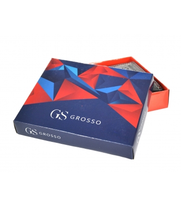 Men's leather black wallet with red stitching GROSSO GM-81B-123A