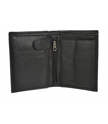 Men's leather black wallet with red stitching GROSSO GM-81B-123