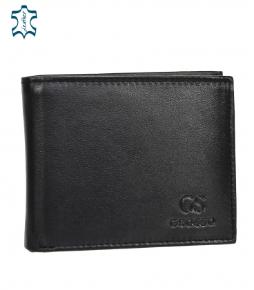 Men's black leather basic wallet GROSSO ZM-77-033