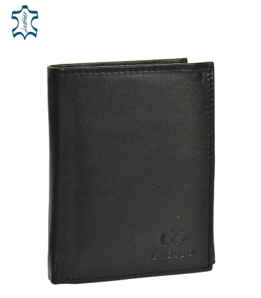 Men's black leather basic wallet GROSSO ZM-77-123