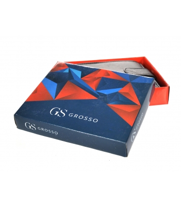 Men's black leather basic wallet GROSSO GM-81B-032