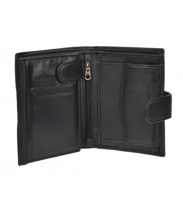 Men's black leather basic wallet GROSSO ZM-77-123A