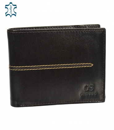 Pánská kožená tmavohnědá peněženka s prošíváním GROSSO TMS-51R-033choco brown