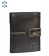 Men's leather dark brown wallet with stitching GROSSO TMS-51R-032