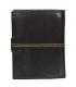 Men's leather dark brown wallet with stitching GROSSO TMS-51R-032