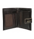 Men's leather dark brown wallet with stitching GROSSO TMS-51R-032