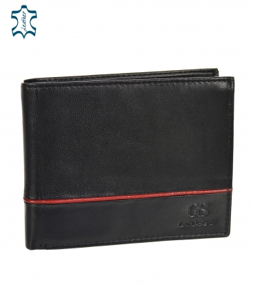 Pánská kožená černá peněženka s červeným páskem GROSSO TM-100R-033black/red