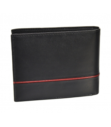 Pánská kožená černá peněženka s červeným páskem GROSSO TM-100R-033black/red