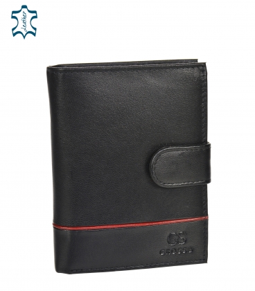 Pánská kožená černá peněženka s červeným páskem GROSSO TM-100R-073black/red