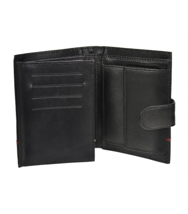 Pánska kožená čierna peňaženka s červeným pásikom GROSSO TM-100R-073black/red